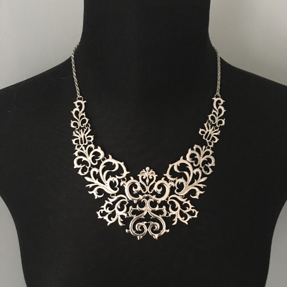 Silver Filigree/Scroll Necklace - 20”